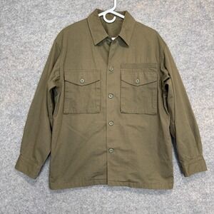 GU Military Poplin Utility Shirt Mens Medium Olive Green Overshirt Fatigue Army
